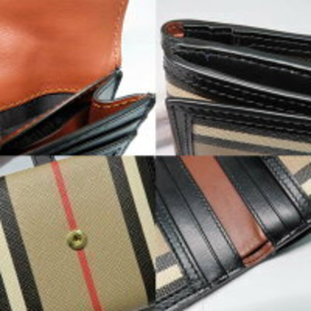 Burberry Icon Stripe Luna wallet beige white black striped coated canvas - Picture 6 of 7